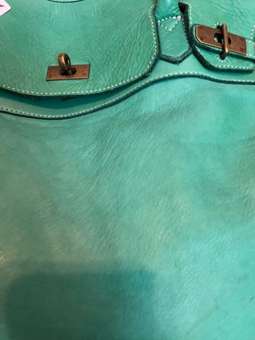 SAC CABAS EN CUIR VERT