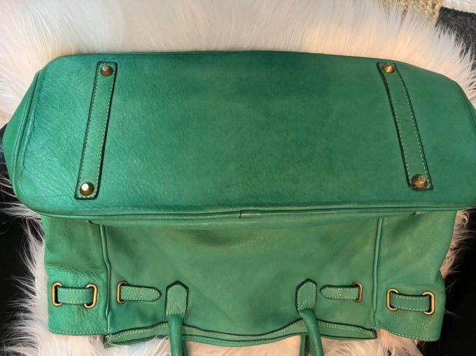 SAC CABAS EN CUIR VERT