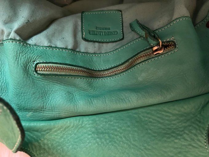 SAC CABAS EN CUIR VERT