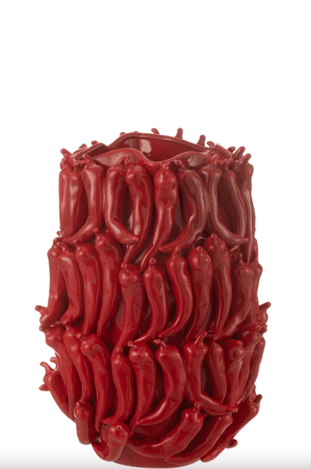 VASE EN PROCELAINE PIMENTS ROUGE XL - J-LINE