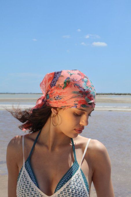 Carré Foulard Modal Brokante Fuji Quartz 70x70cm Imprimé